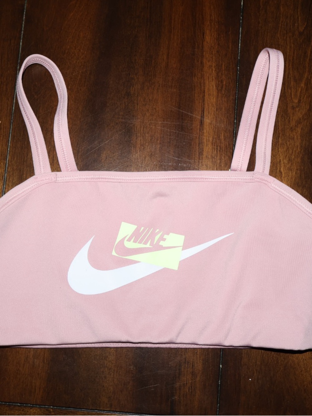 Nike Pale Pink Athletic Bralette with White Swoosh